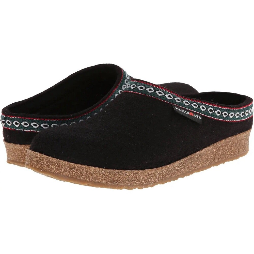 Haflinger GZ15 Slip On Grizzly Wool Felt Fashion Clogs Black Women 11/11.5 EU 42